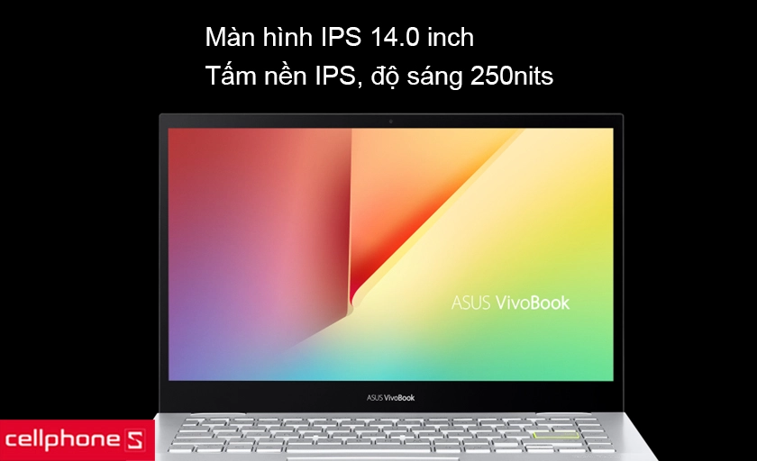 Màn hình IPS 14 inch độ phân giải Full HD, độ sáng 250nits