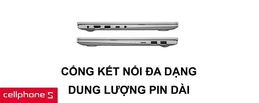 Trang bị đa dạng cổng, khe cắm dễ dàng sử dụng và dung lượng pin cực tốt