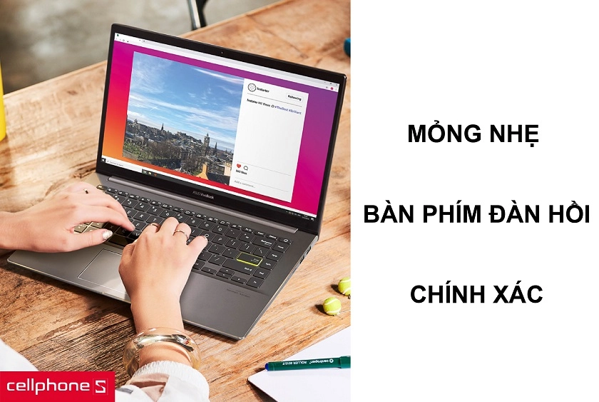 Thiết kế siêu mỏng, nhẹ nhàng cùng với chức năng hỗ trợ gõ phím nhanh nhạy