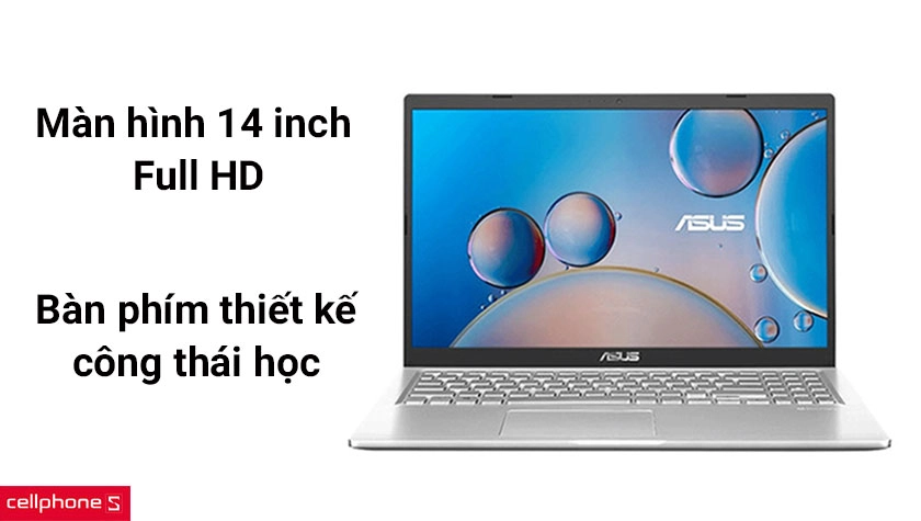 Màn hình 14 inch với độ phân giải Full HD, bàn phím thiết kế công thái học