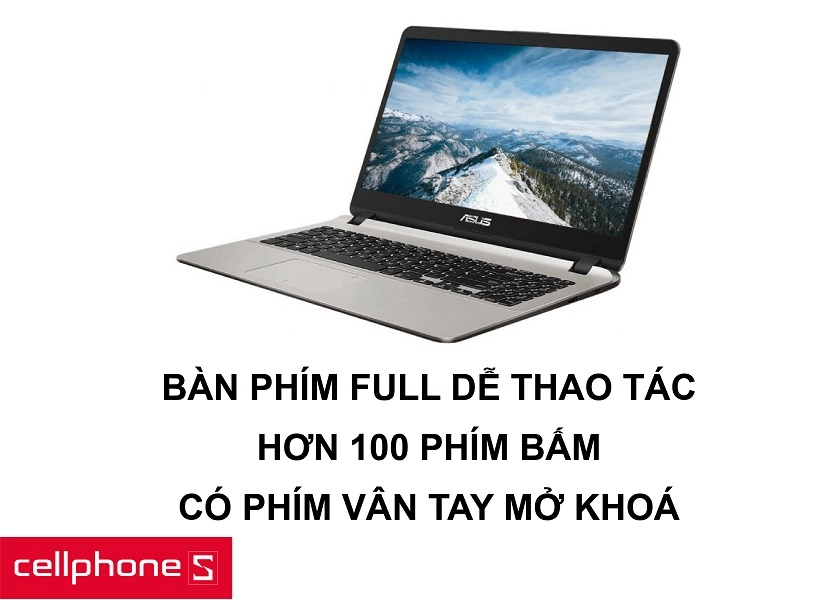 Bàn phím dễ nhìn dễ thao tác cùng Touchpad rộng có thể cảm biến vân tay tiện lợi