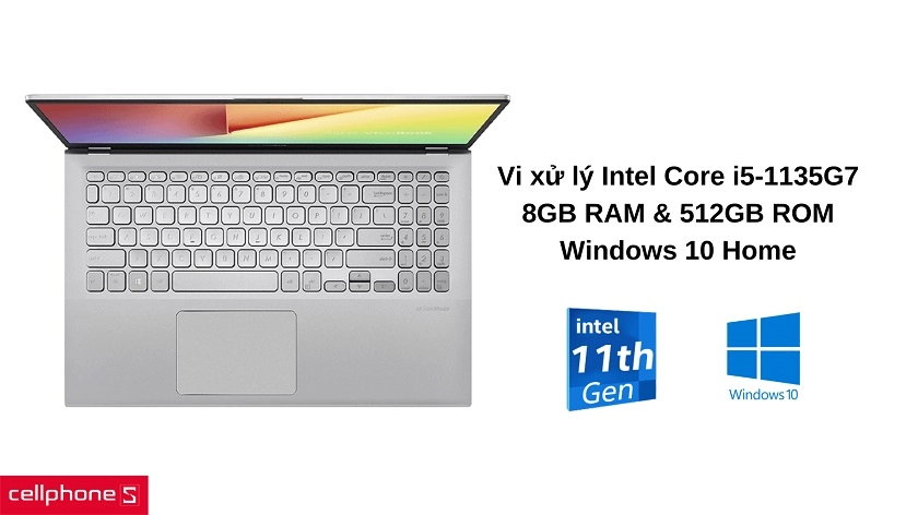 Vi xử lý Intel Core i5-1135G7, cùng 8GB RAM và SSD 512GB sử dụng thỏa thích