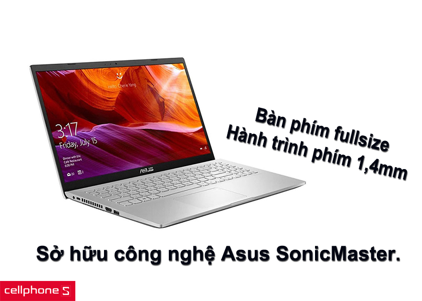 Bàn phím thiết kế thoải mái - âm thanh sống động với Asus Sonicmaster
