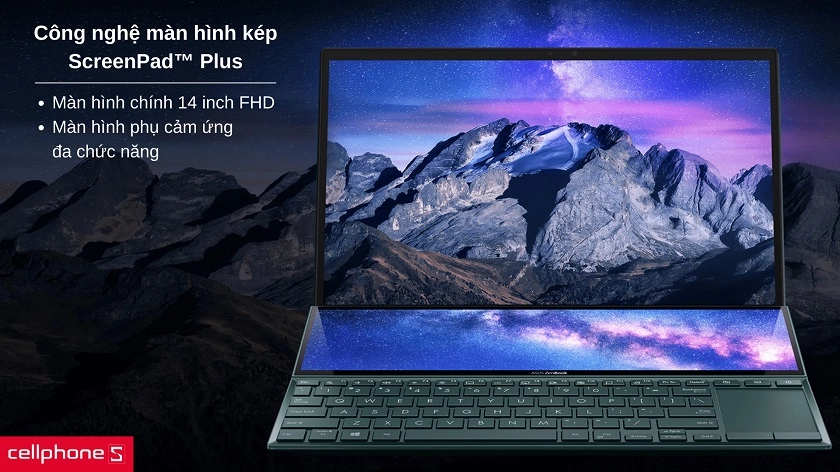 Thiết kế màn hình kép ScreenPad™ Plus với độ phân giải Full HD sắc nét