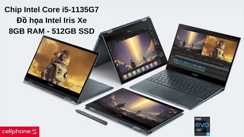 Vi xử lý Intel Core i5-1135G7, RAM 8GB và 512GB SSD cho hiệu năng làm việc tốt