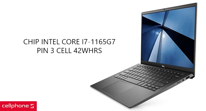 Hiệu năng mạnh mẽ với chip Intel Core i7-1165G7, pin 3 Cell 42WHrs
