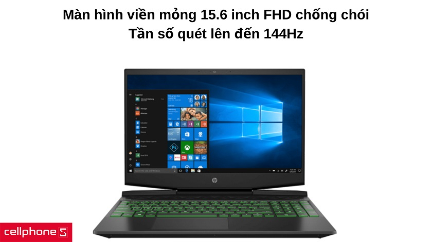 Màn hình 15.6 inch Full HD với tần số lên đến 144 Hz cho hình ảnh sống động