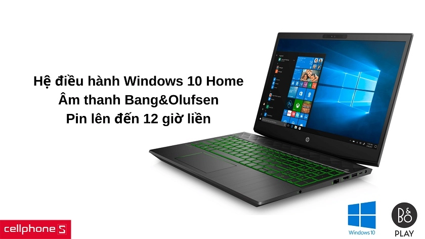Tích hợp Windows 10 Home và hệ thống âm thanh Bang & Olufsen với thời lượng pin dài lâu