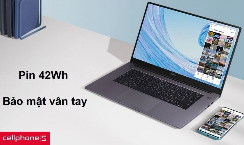 Pin 42Wh sạc 53% trong 30 phút, cùng bluetooth 5.0 và bảo mật vân tay