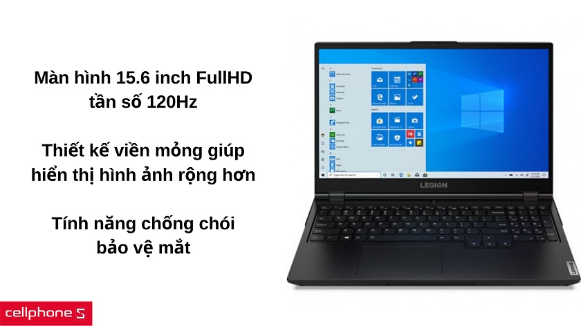 Màn hình LED 15.6 inch Full HD với tần số quét lên đến 120Hz và tính năng chống chói