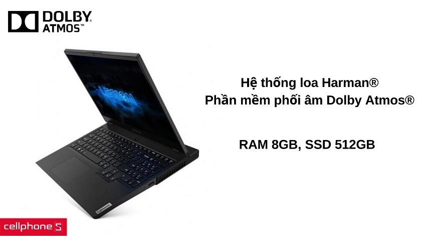 Hệ thống âm thanh Harman® / Dolby Atmos® hiện đại, sử dụng RAM 8GB và ổ đĩa 512GB SSD
