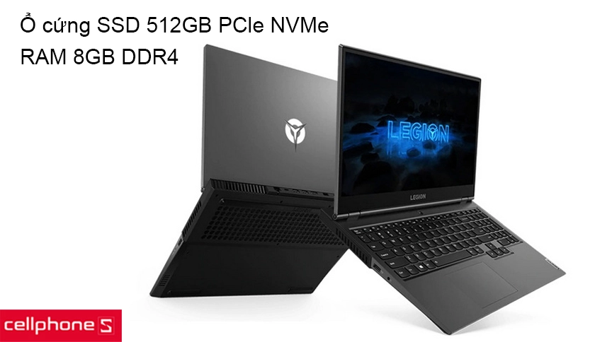 Ổ cứng SSD 512GB PCle NVMe và một slot SSD M.2 PCle cùng RAM 8GB DDR4