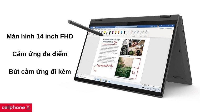 Màn hình 14 inch Full HD kèm tính năng cảm ứng đa điểm