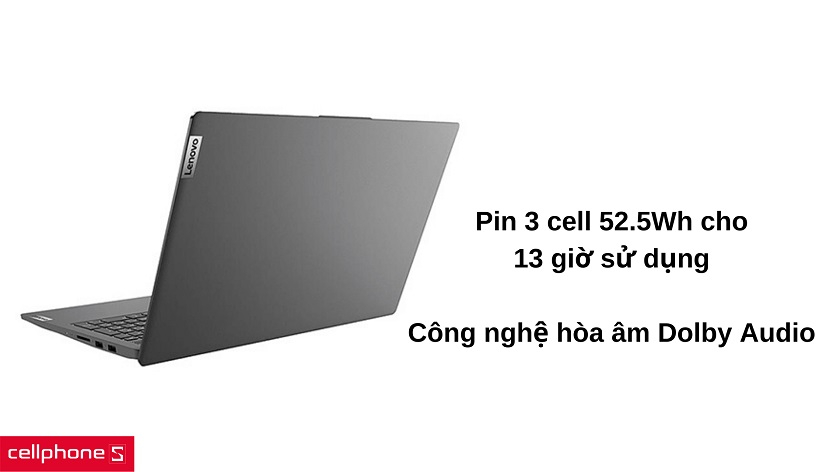 Thời gian sử dụng dài lâu với pin 3 cell 52.5Wh