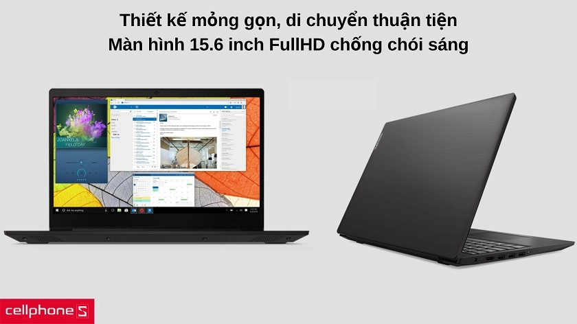 Thiết kế mỏng gọn, vỏ đen ấn tượng, màn hình 15.6 inch Full HD sắc nét