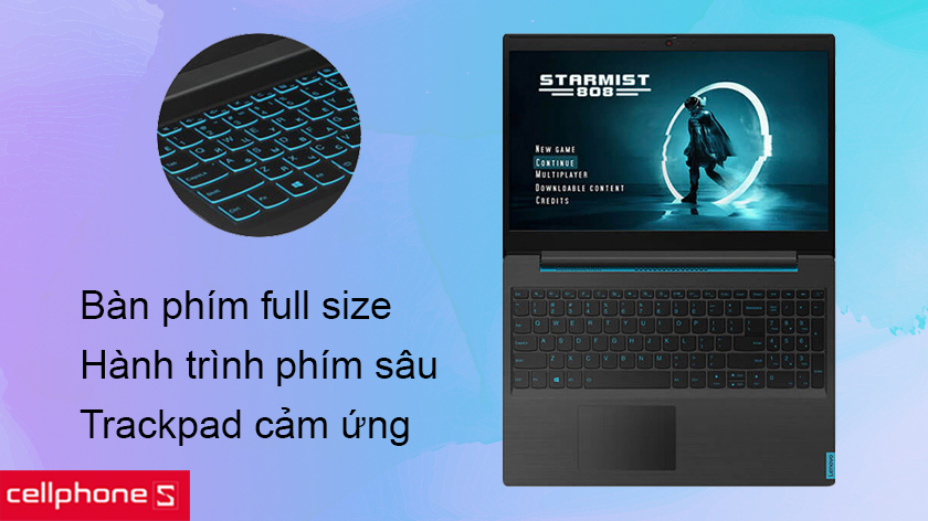 Bàn phím full size với vị trí phím hợp lý, độ nẩy phím tốt cho tốc độ nhập liệu nhanh hơn
