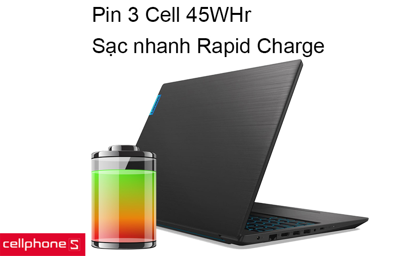 Thời lượng pin ổn với pin 3 Cell 45WHr và tính năng sạc nhanh Rapid Charge