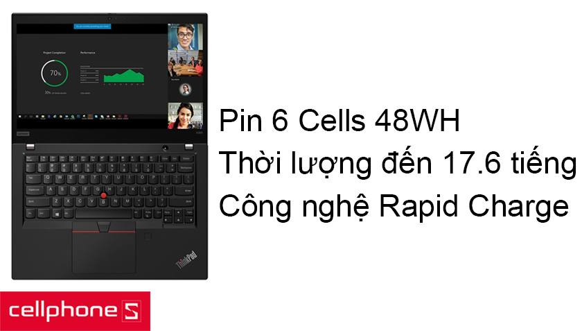 Pin 6 Cells 48WH mang đến thời lượng sử dụng tới 17.6 tiếng