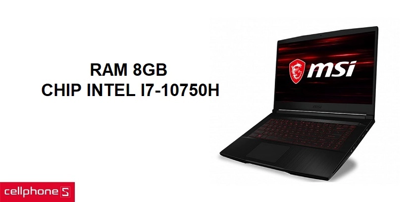 Con chip Intel i7-10510U cho xung nhịp lên đến 4.9GHz cùng ram 8GB mạnh mẽ