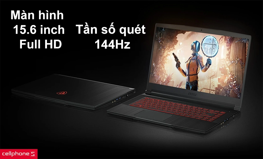 Màn hình 15.6 inch Full HD tần số quét 144Hz phù hợp chơi game