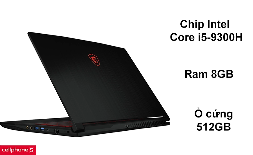 Cấu hình mạnh mẽ chip Intel Core i5-9300H, Ram 8GB, ổ cứng 512GB