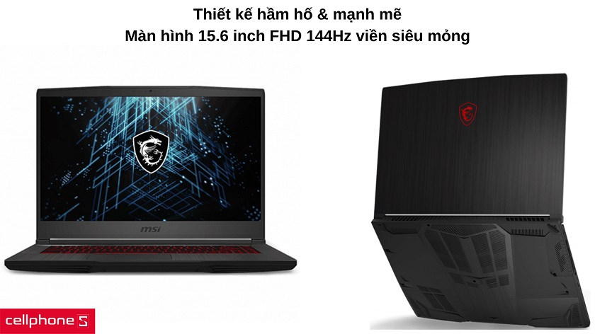 Thiết kế đỏ - đen hầm hố với màn hình 144 Hz giải trí bắt mắt