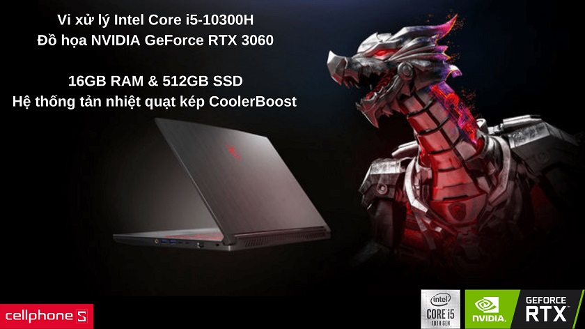 Hiệu năng chiến game đỉnh cao với Intel Core i5-10300H và đồ họa RTX 3060 cao cấp