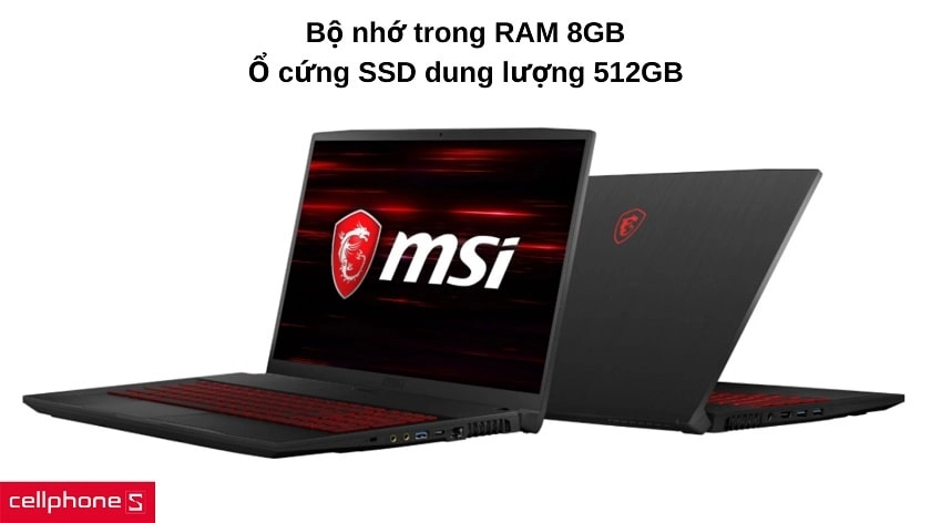 RAM 8GB cùng ổ cứng 512GB SSD cho tốc độ vận hành nhanh chóng