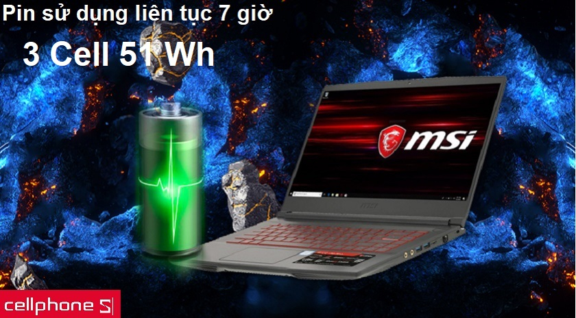 Hệ thống làm mát với thiết kế chữ X ẩn cùng thời gian sử dụng liên tục 7 tiếng