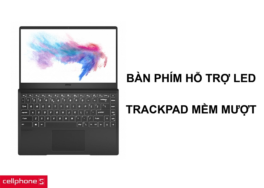 Bàn phím hỗ trợ led trắng tiện dụng cùng khả năng thao tác Trackpad tốt