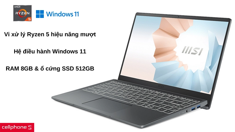 Vi xử lý Ryzen 5 cùng 512 GB bộ nhớ lưu trữ yên tâm