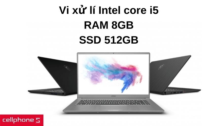Vi xử lí Intel core i5 và ổ cứng 512GB