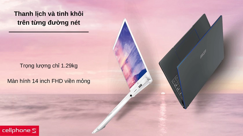 Kiểu dáng gọn nhẹ, sắc trắng tinh khôi, màn hình viền mỏng