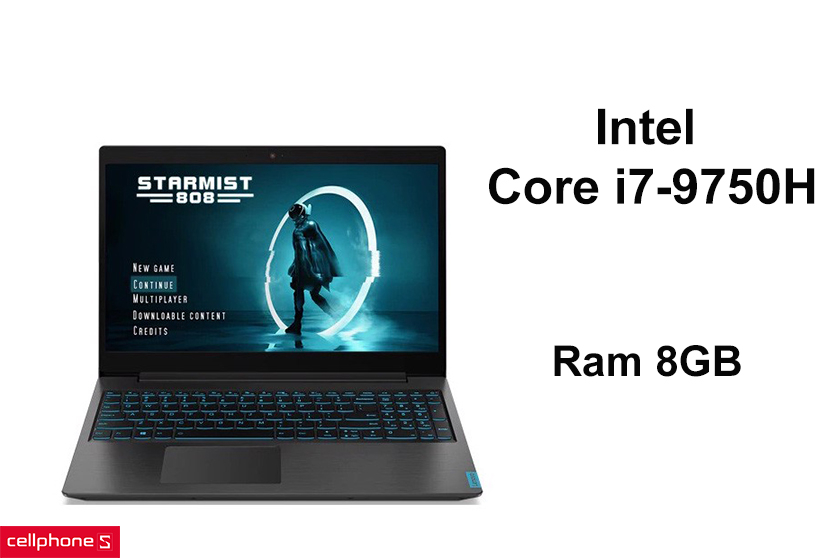 Trang bị chip Intel Core i7-9750H xung nhịp lên đến 4.5Ghz, RAM 8GB đa nhiệm cực kỳ mượt mà
