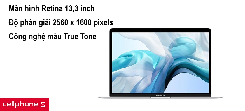 Màn hình Retina 13.3 inch siêu sống động với công nghệ True Tone