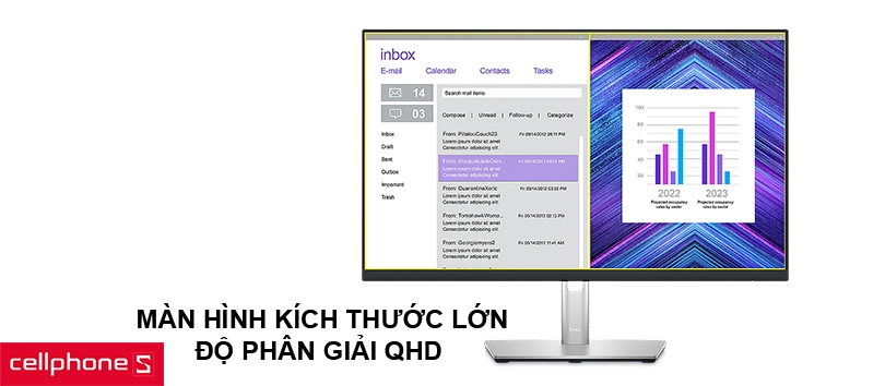 Màn hình QHD chất lượng, hiển thị rõ nét