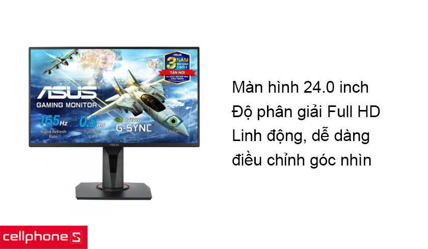 Thiết kế linh động dễ dàng điều chỉnh góc nhìn với kích thước 24.0 inch full HD