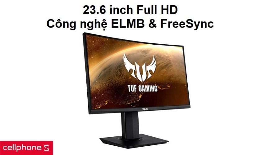 Màn hình 23.6 inch, Full HD cùng công nghệ ELMB, FreeSync loại bỏ xé hình