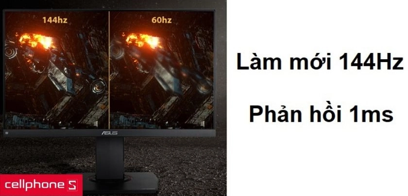 Tốc độ làm mới 144Hz và tốc độ phản hồi chỉ 1ms