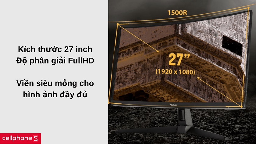 Thiết kế cong 1500R bắt mắt cùng viền siêu mỏng tạo hình ảnh sống động