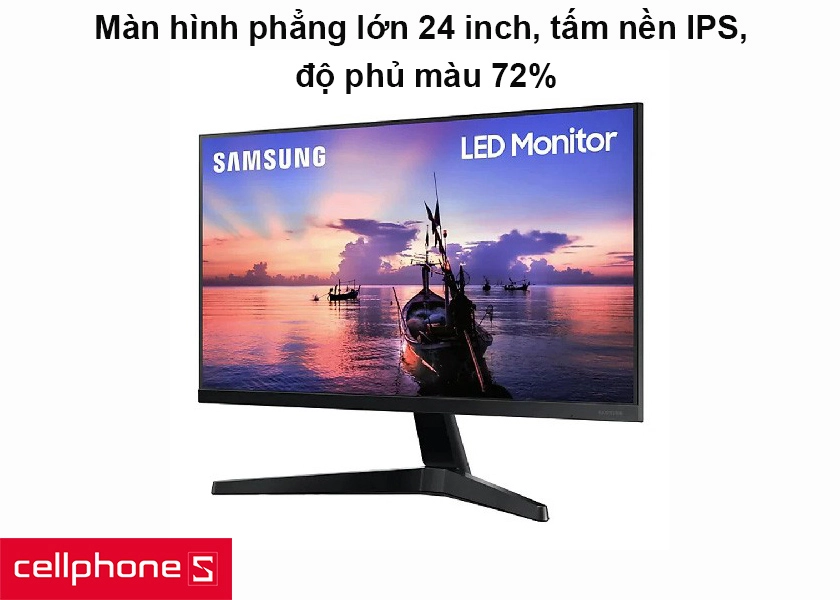 Màn hình phẳng lớn 24 inch, tấm nền IPS, độ phủ màu 72%