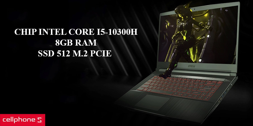 Hiệu năng cao với chip Intel Core i5-10300H, 8GB RAM