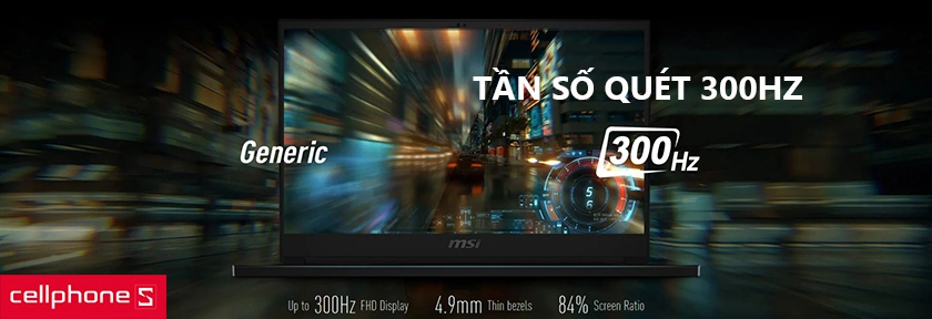Màn hình MSI GS66 Stealth với tần số quét 300Hz