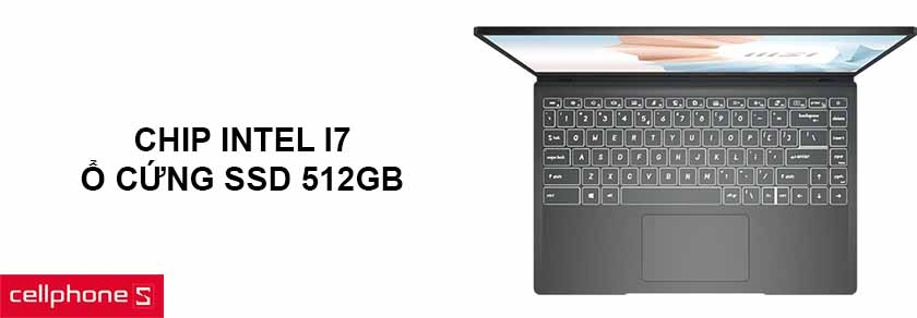 Hoạt động tốt mọi tác vụ với chip Intel i7, ổ cứng SSD 512Gb