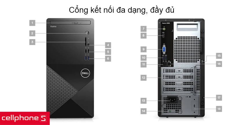 Thoải mái kết nối phụ kiện với cổng kết nối đa dạng