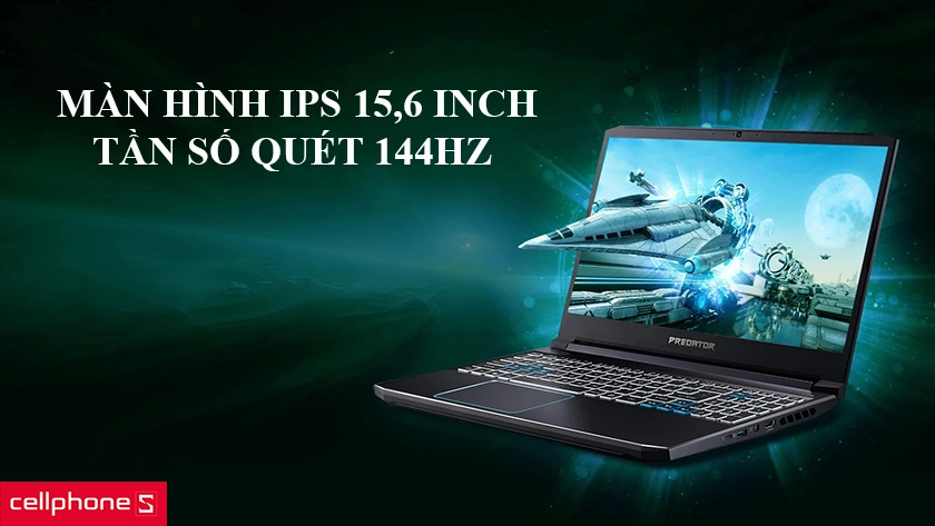 Màn hình Full HD IPS 15,6 inch, tần số quét 144Hz