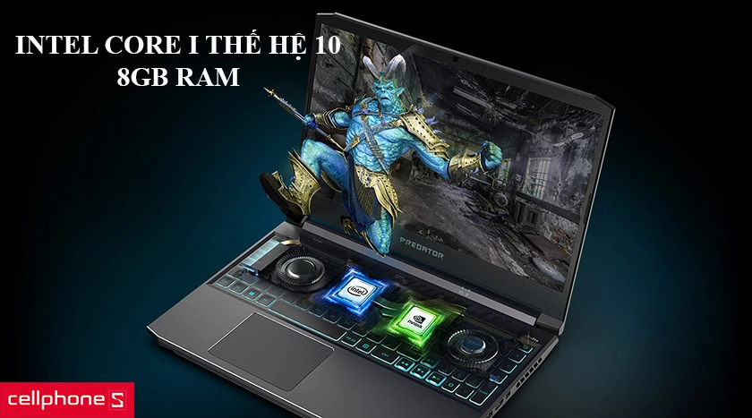 Hiệu năng mạnh mẽ với vi xử lý Intel Core i thế hệ 10, 8GB RAM
