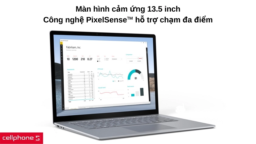 Màn hình cảm ứng 13.5 inch kèm công nghệ PixelSense đa chạm