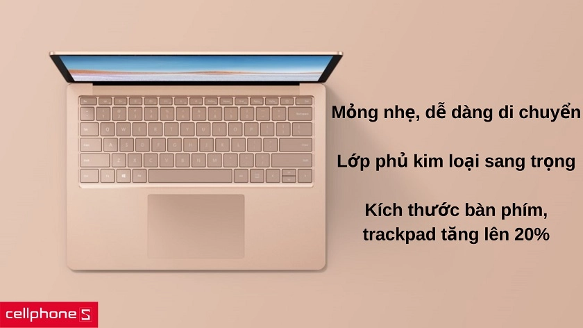 Thân hình mỏng nhẹ, màu vàng cao cấp với lớp phủ kim loại sang trọng