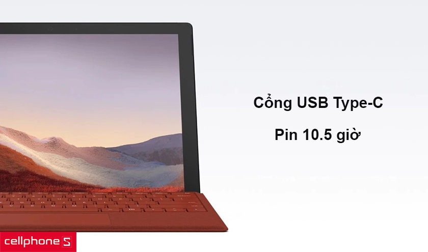Cổng USB Type-C tiện lợi, thời lượng sử dụng pin lên đến 10.5 giờ